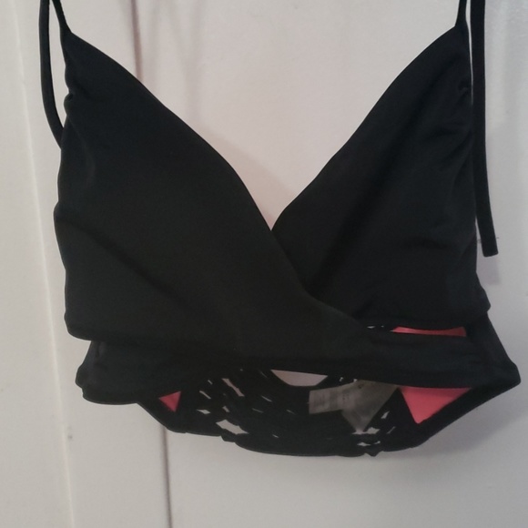 PINK Victoria's Secret Swim Bikini top Size Small Black Pink Preloved Vintage - Picture 5 of 15
